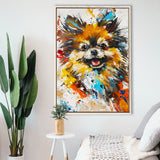 Pomeranian Dog Portrait Painting, Pet Lover Art V1, Framed Canvas Painting, Framed Canvas Prints Wall Art Decor