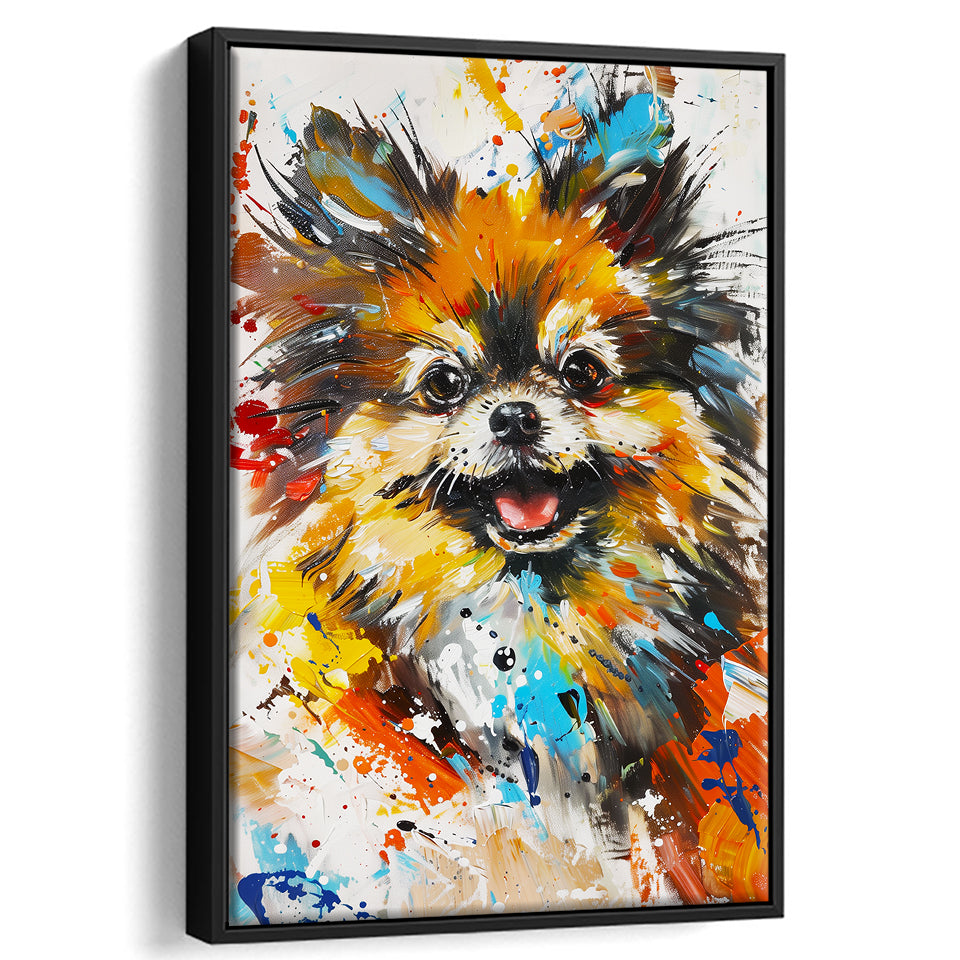 Pomeranian Dog Portrait Painting, Pet Lover Art V1, Framed Canvas Painting, Framed Canvas Prints Wall Art Decor