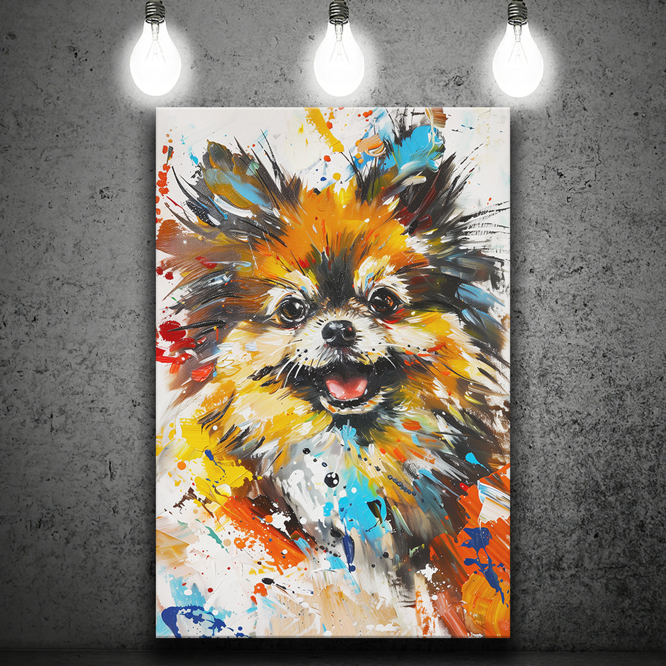Pomeranian Dog Portrait Painting, Pet Lover Art V1, Canvas Painting, Canvas Prints Wall Art Decor
