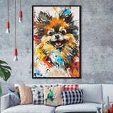 Pomeranian Dog Portrait Painting, Pet Lover Art V1, Framed Art Print Wall Decor, Framed Picture