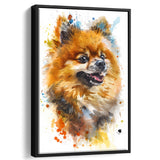 Pomeranian Dog Portrait Painting Water Color, Framed Canvas Painting, Framed Canvas Prints Wall Art Decor