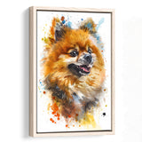 Pomeranian Dog Portrait Painting Water Color, Framed Canvas Painting, Framed Canvas Prints Wall Art Decor