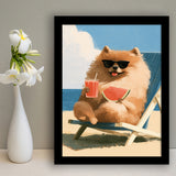 Pomeranian Funny Relax Time, Pet Lover Art, Kid Room Decor, Framed Art Print, Fine Art Wall Decor