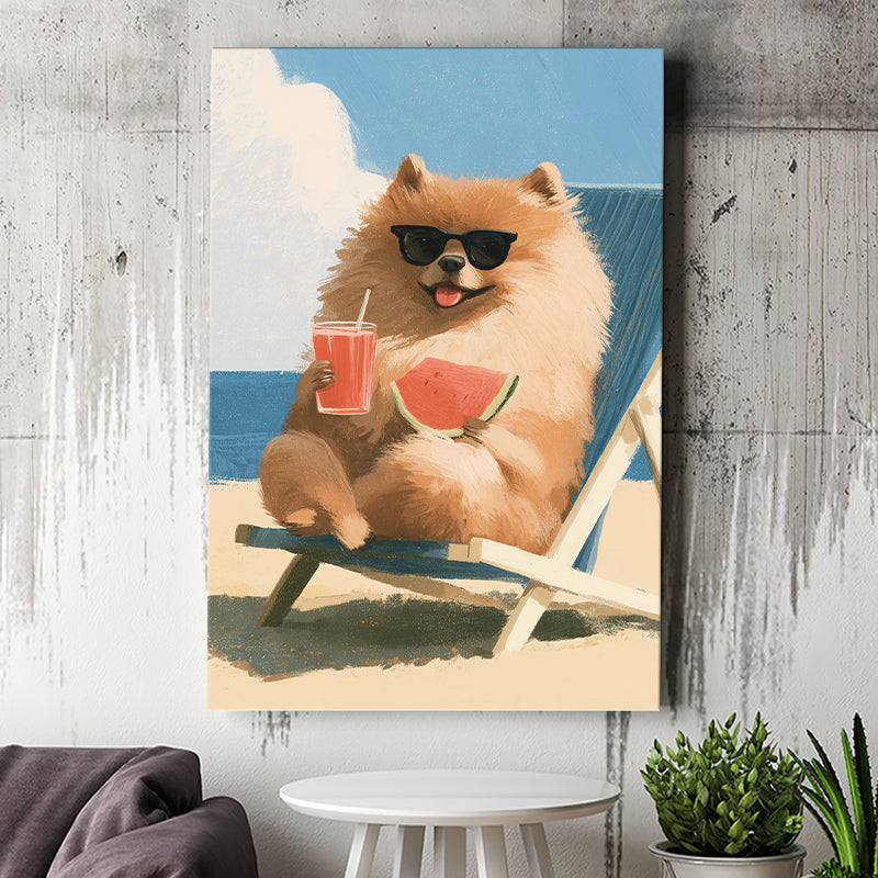Pomeranian Funny Relax Time, Pet Lover Art, Kid Room Decor, Canvas Print Wall Art, Wall Decor