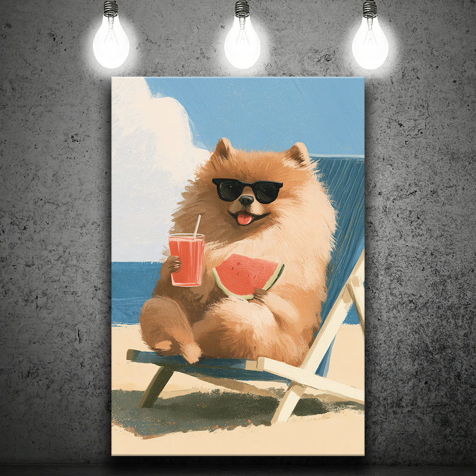 Pomeranian Funny Relax Time, Pet Lover Art, Kid Room Decor, Canvas Print Wall Art, Wall Decor