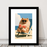 Pomeranian Funny Relax Time, Pet Lover Art, Kid Room Decor, Framed Art Print White Border