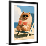 Pomeranian Funny Relax Time, Pet Lover Art, Kid Room Decor, Framed Art Print White Border