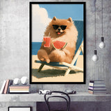 Pomeranian Funny Relax Time, Pet Lover Art, Kid Room Decor, Framed Art Print, Fine Art Wall Decor