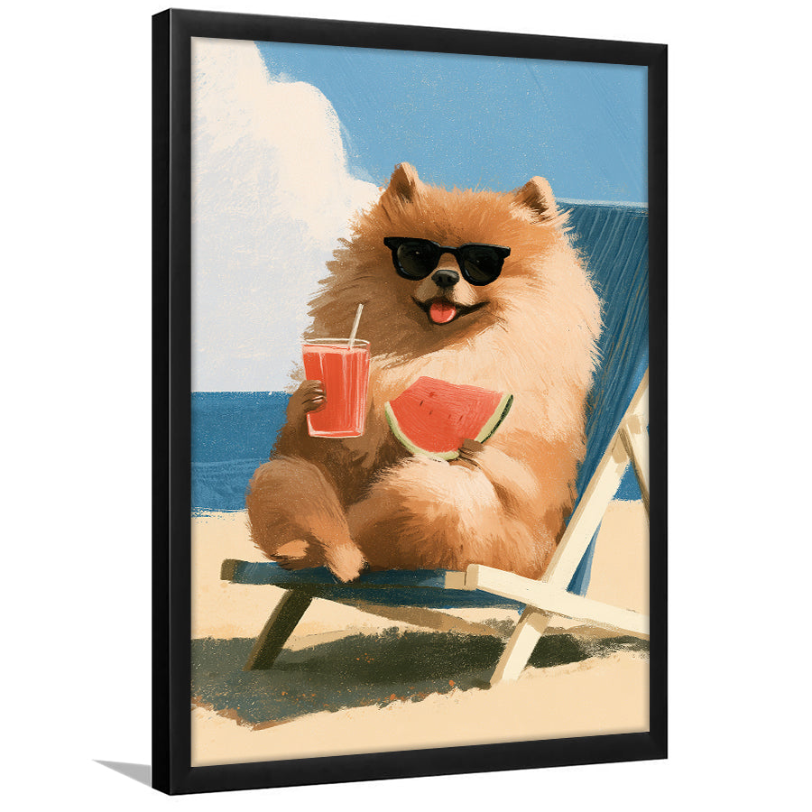 Pomeranian Funny Relax Time, Pet Lover Art, Kid Room Decor, Framed Art Print, Fine Art Wall Decor