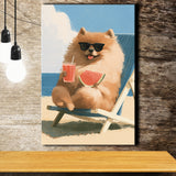 Pomeranian Funny Relax Time, Pet Lover Art, Kid Room Decor, Canvas Print Wall Art, Wall Decor
