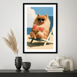 Pomeranian Funny Relax Time, Pet Lover Art, Kid Room Decor, Framed Art Print White Border