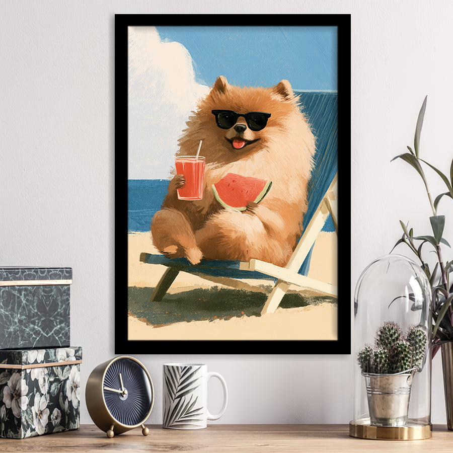 Pomeranian Funny Relax Time, Pet Lover Art, Kid Room Decor, Framed Art Print, Fine Art Wall Decor
