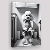 Poodle  Funny Bathroom Decor Canvas Prints Wall Art,, Poodle in Toilet