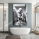 Poodle  Funny Bathroom Decor Canvas Prints Wall Art,, Poodle in Toilet