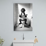 Portuguese Water Dog Canvas Prints Wall Art,, Dog in Toilet