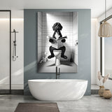 Portuguese Water Dog Canvas Prints Wall Art,, Dog in Toilet