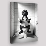 Portuguese Water Dog Canvas Prints Wall Art,, Dog in Toilet