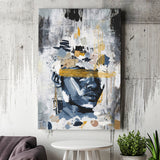 Potrait Abstract Face, African American Blue And Grey Art, Canvas Prints Wall Art Decor, Painting Canvas