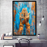 Praying Hands, Unique Painting, Framed Art Print Wall Decor, Framed Picture
