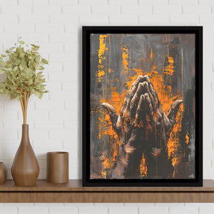 Praying Hands Unique Painting V1, Framed Canvas Painting, Framed Canvas Prints Wall Art Decor