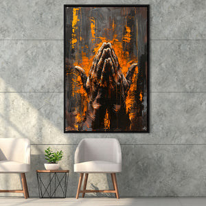 Praying Hands Unique Painting V1, Framed Canvas Painting, Framed Canvas Prints Wall Art Decor