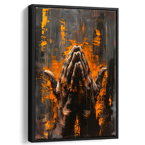 Praying Hands Unique Painting V1, Framed Canvas Painting, Framed Canvas Prints Wall Art Decor