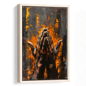 Praying Hands Unique Painting V1, Framed Canvas Painting, Framed Canvas Prints Wall Art Decor