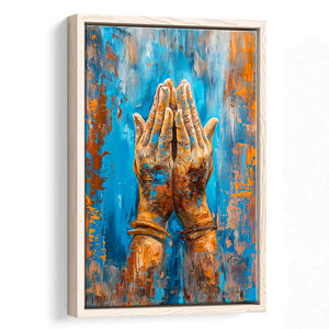 Praying Hands, Unique Painting, Framed Canvas Painting, Framed Canvas Prints Wall Art Decor