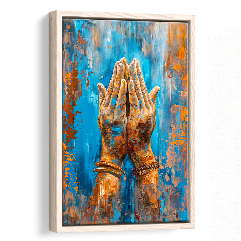 Praying Hands, Unique Painting, Framed Canvas Painting, Framed Canvas Prints Wall Art Decor