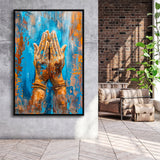 Praying Hands, Unique Painting, Framed Canvas Painting, Framed Canvas Prints Wall Art Decor