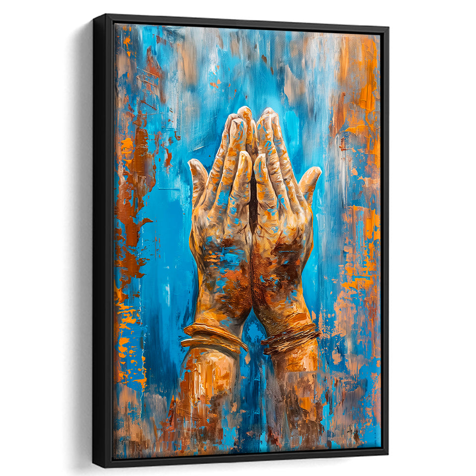 Praying Hands, Unique Painting, Framed Canvas Painting, Framed Canvas Prints Wall Art Decor