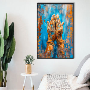 Praying Hands, Unique Painting, Framed Canvas Painting, Framed Canvas Prints Wall Art Decor