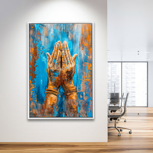 Praying Hands, Unique Painting, Framed Canvas Painting, Framed Canvas Prints Wall Art Decor