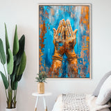 Praying Hands, Unique Painting, Framed Canvas Painting, Framed Canvas Prints Wall Art Decor