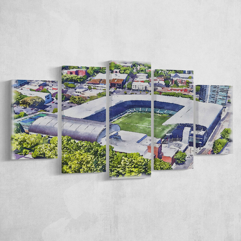 Providence Park Stadium WaterColor 5 Panels Mix Canvas Prints, Portland Oregon Watercolor, Large Stadium Canvas