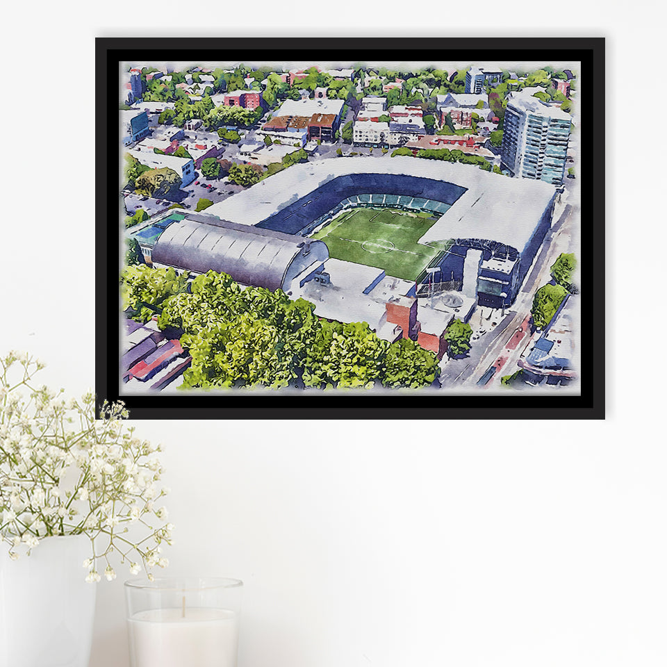 Providence Park Stadium WaterColor Framed Canvas Prints, Portland Oregon Watercolor, Stadium Art Gifts, Floating Frame