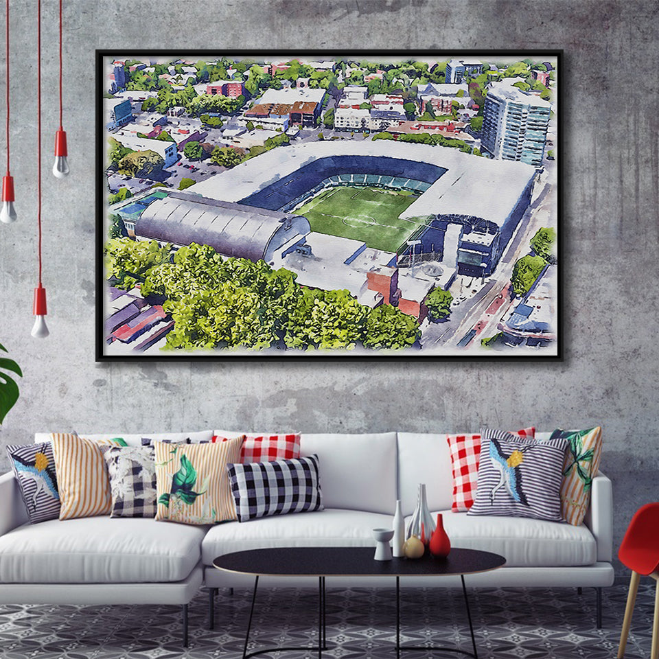 Providence Park Stadium WaterColor Framed Canvas Prints, Portland Oregon Watercolor, Stadium Art Gifts, Floating Frame