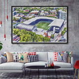Providence Park Stadium WaterColor Framed Canvas Prints, Portland Oregon Watercolor, Stadium Art Gifts, Floating Frame