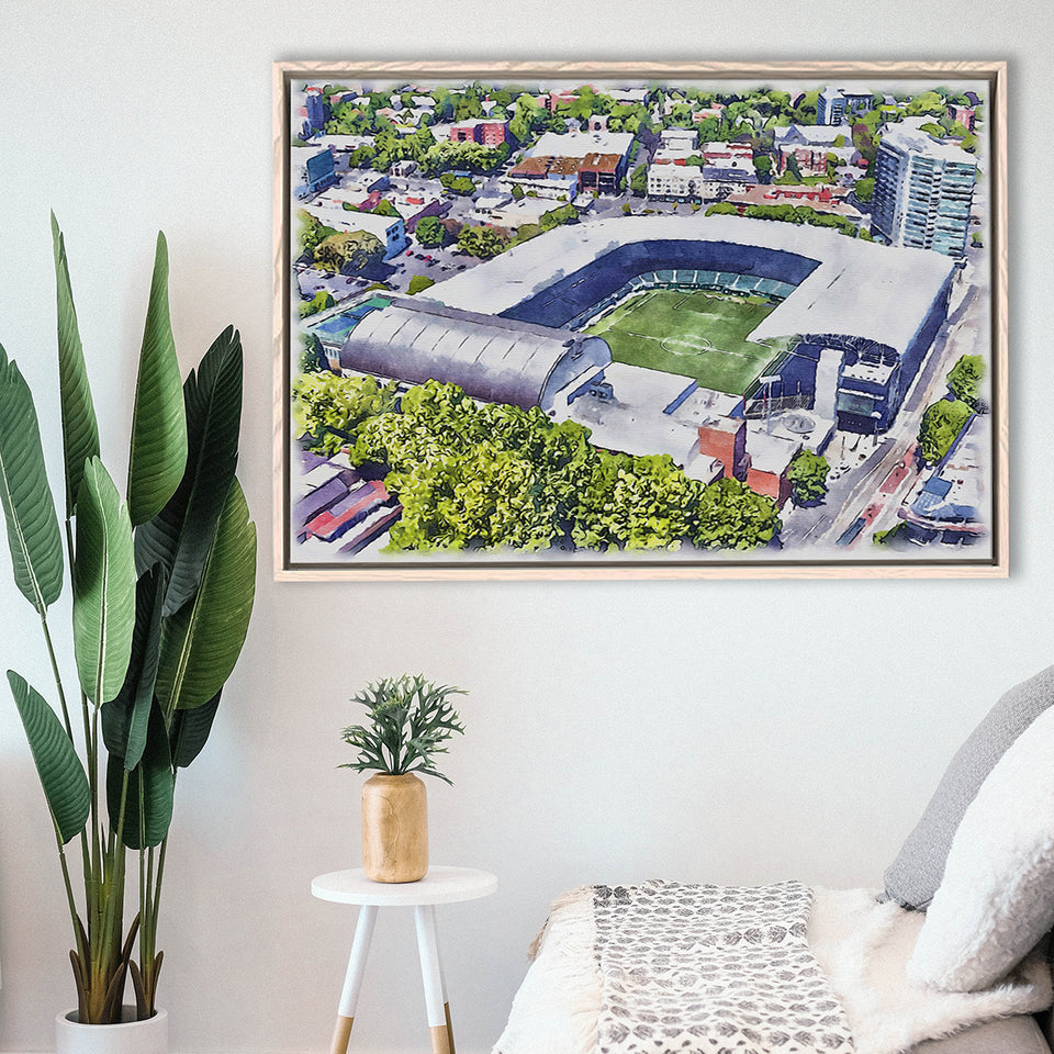 Providence Park Stadium WaterColor Framed Canvas Prints, Portland Oregon Watercolor, Stadium Art Gifts, Floating Frame