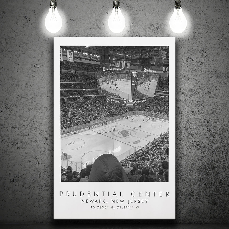 Prudential Center New Jersey Devils, Stadium Print For Ice Hockey Lovers, Black And White, Canvas Print Wall Art