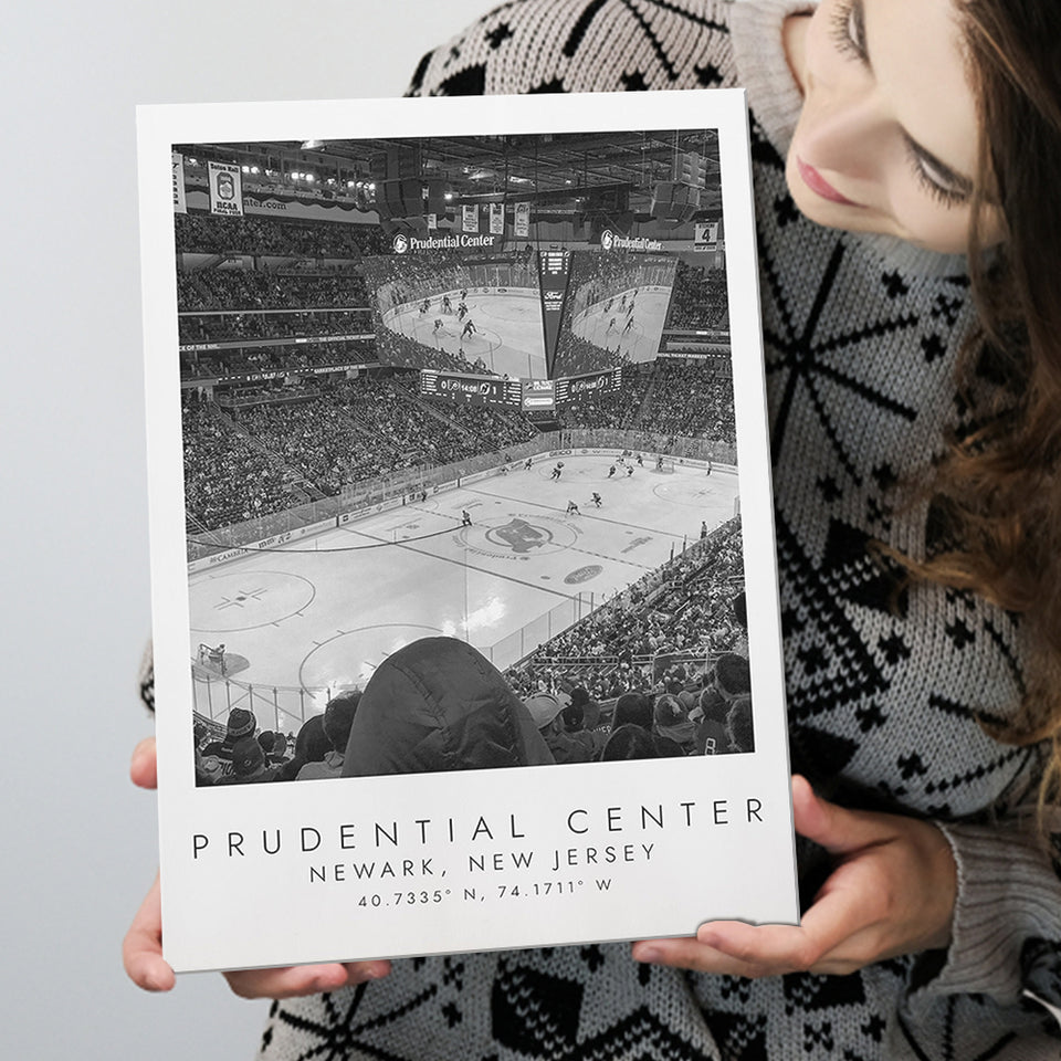 Prudential Center New Jersey Devils, Stadium Print For Ice Hockey Lovers, Black And White, Canvas Print Wall Art