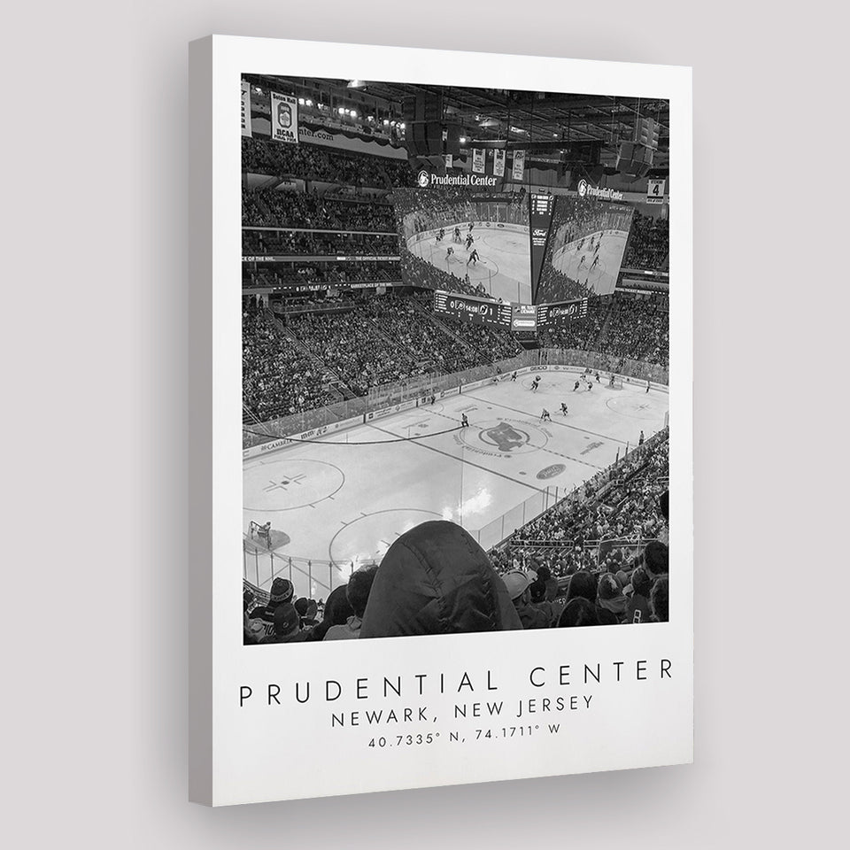Prudential Center New Jersey Devils, Stadium Print For Ice Hockey Lovers, Black And White, Canvas Print Wall Art