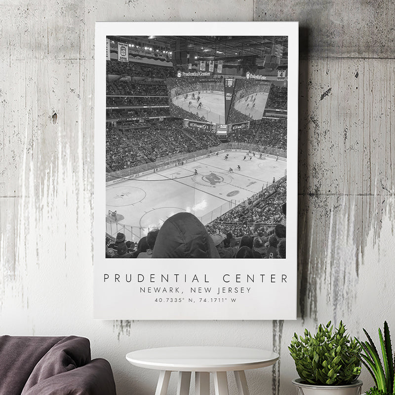 Prudential Center New Jersey Devils, Stadium Print For Ice Hockey Lovers, Black And White, Canvas Print Wall Art