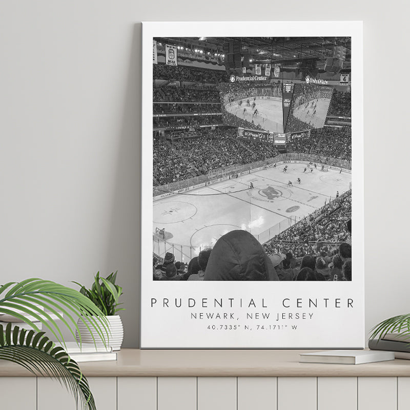 Prudential Center New Jersey Devils, Stadium Print For Ice Hockey Lovers, Black And White, Canvas Print Wall Art