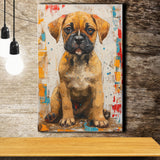 Puggle Dog Portrait Painting Full Body Technique Of, Canvas Prints Wall Art Decor, Painting Canvas