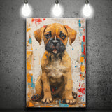 Puggle Dog Portrait Painting Full Body Technique Of, Canvas Prints Wall Art Decor, Painting Canvas