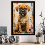 Puggle Dog Portrait Painting Full Body Technique Of, Framed Art Prints Wall Art Decor, Framed Picture Print