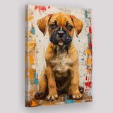 Puggle Dog Portrait Painting Full Body Technique Of, Canvas Prints Wall Art Decor, Painting Canvas