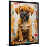 Puggle Dog Portrait Painting Full Body Technique Of, Framed Art Prints Wall Art Decor, Framed Picture Print
