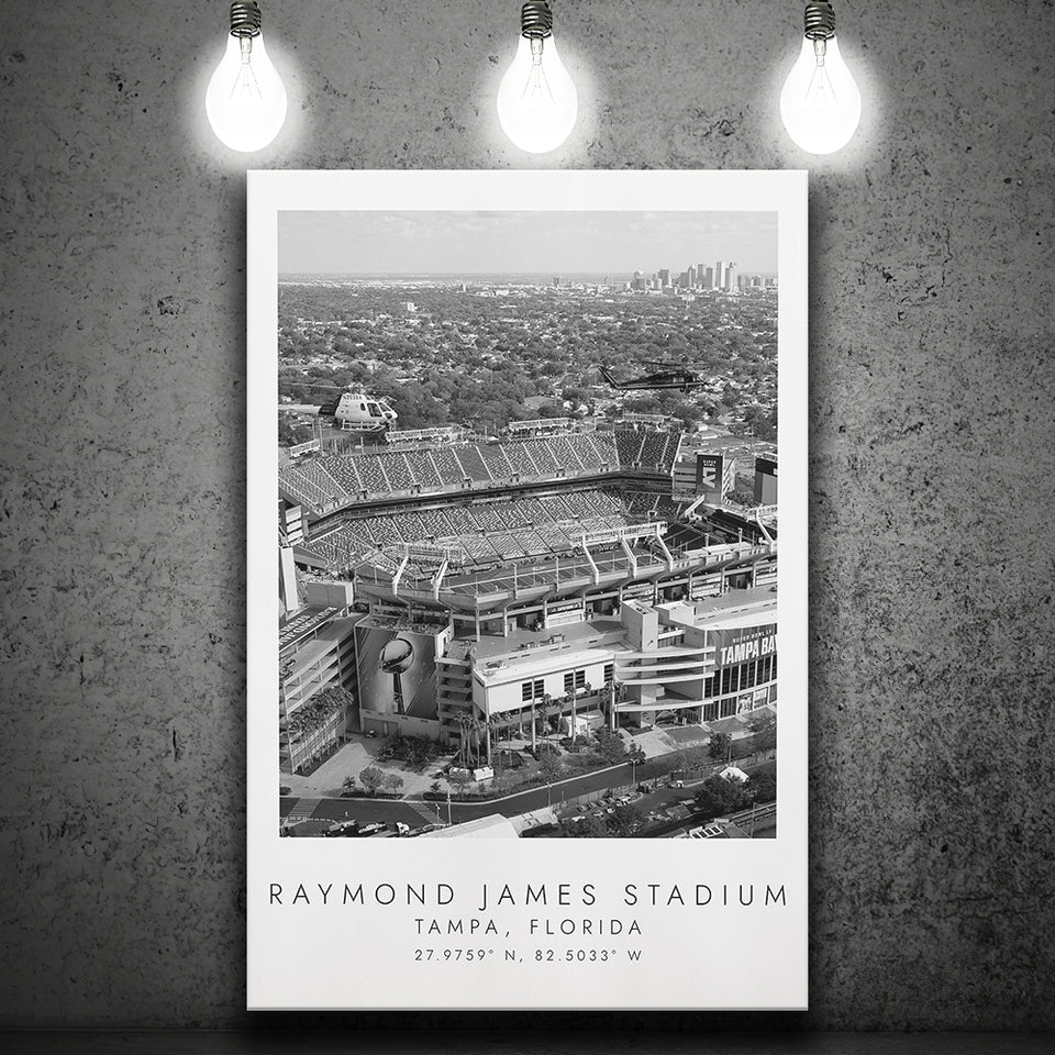 Raymond James Stadium Tampa Bay Buccaneers, Stadium Print For Football Lovers, Black And White, Canvas Print Wall Art